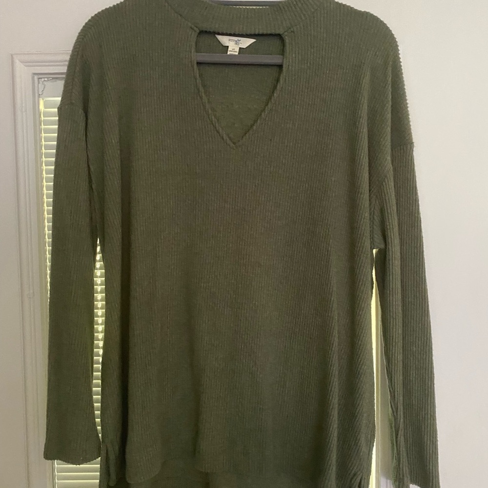 Terra & Sky keyhole green sweater